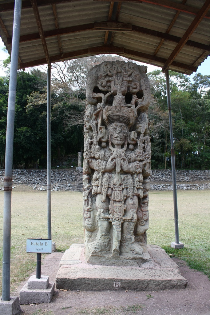 Stela B of Maya ruins in Copan, Honduras